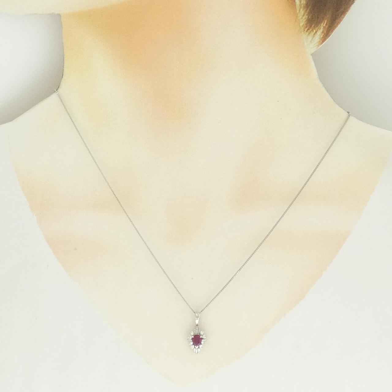 PT900/PT850 ルビー ネックレス 0.375CT