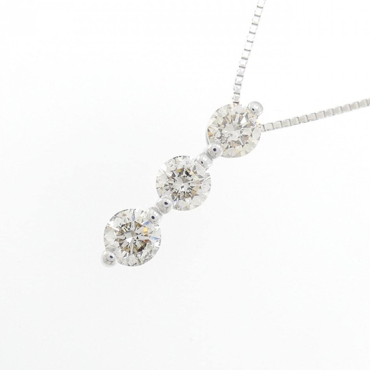 K18WG 三石鑽石項鍊 1.00CT