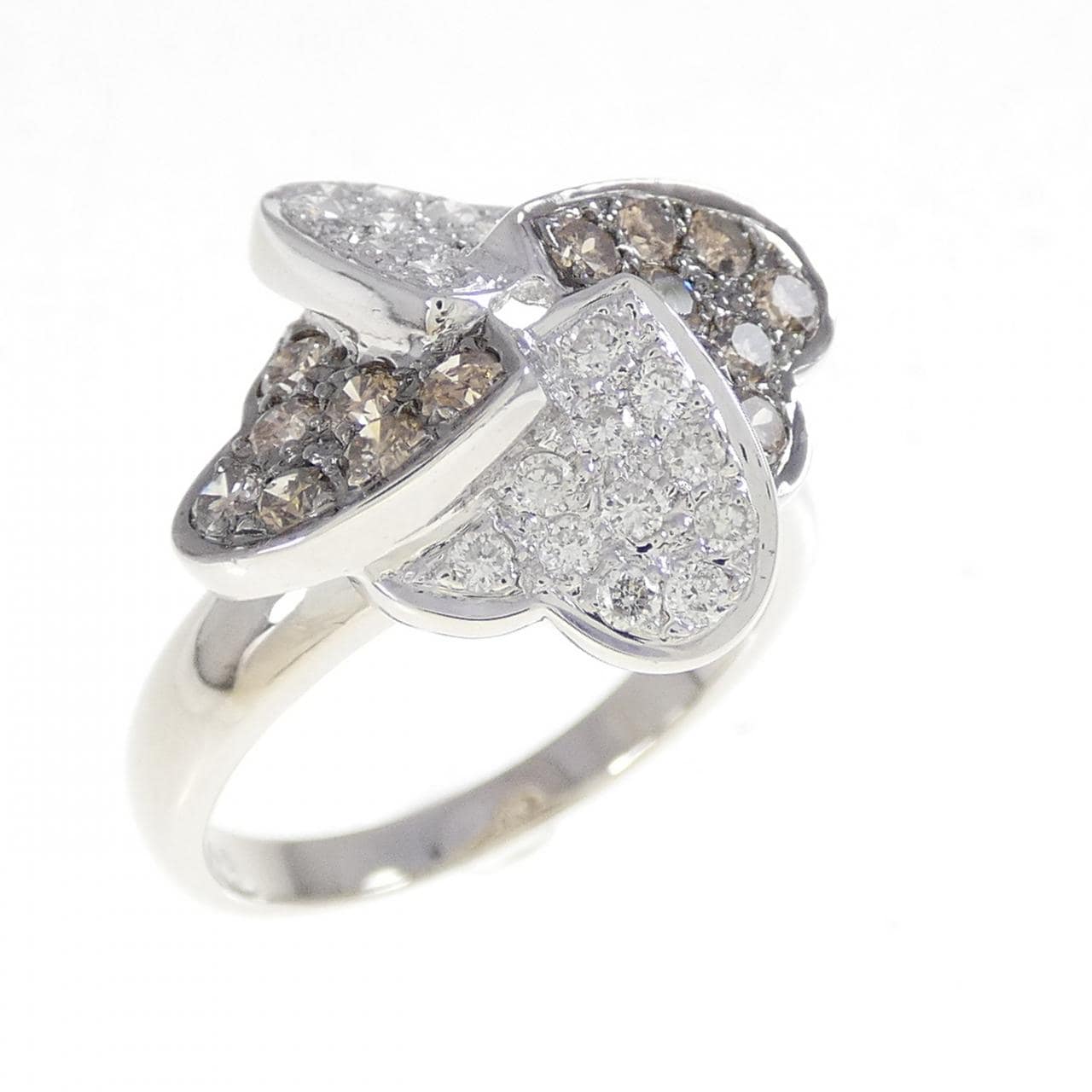 K18WG/K18BG ハート ダイヤモンド リング 0.28CT