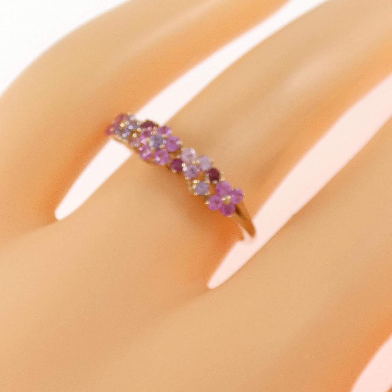 K18PG フラワー ルビー リング