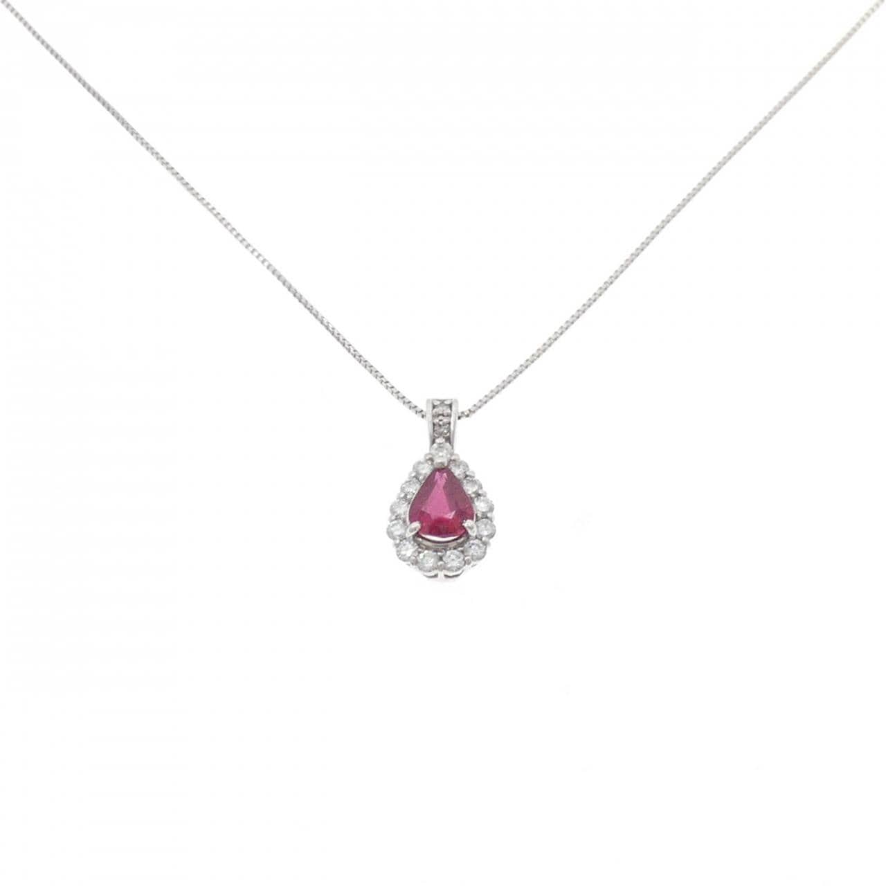 PT900/PT850 ルビー ネックレス 0.54CT