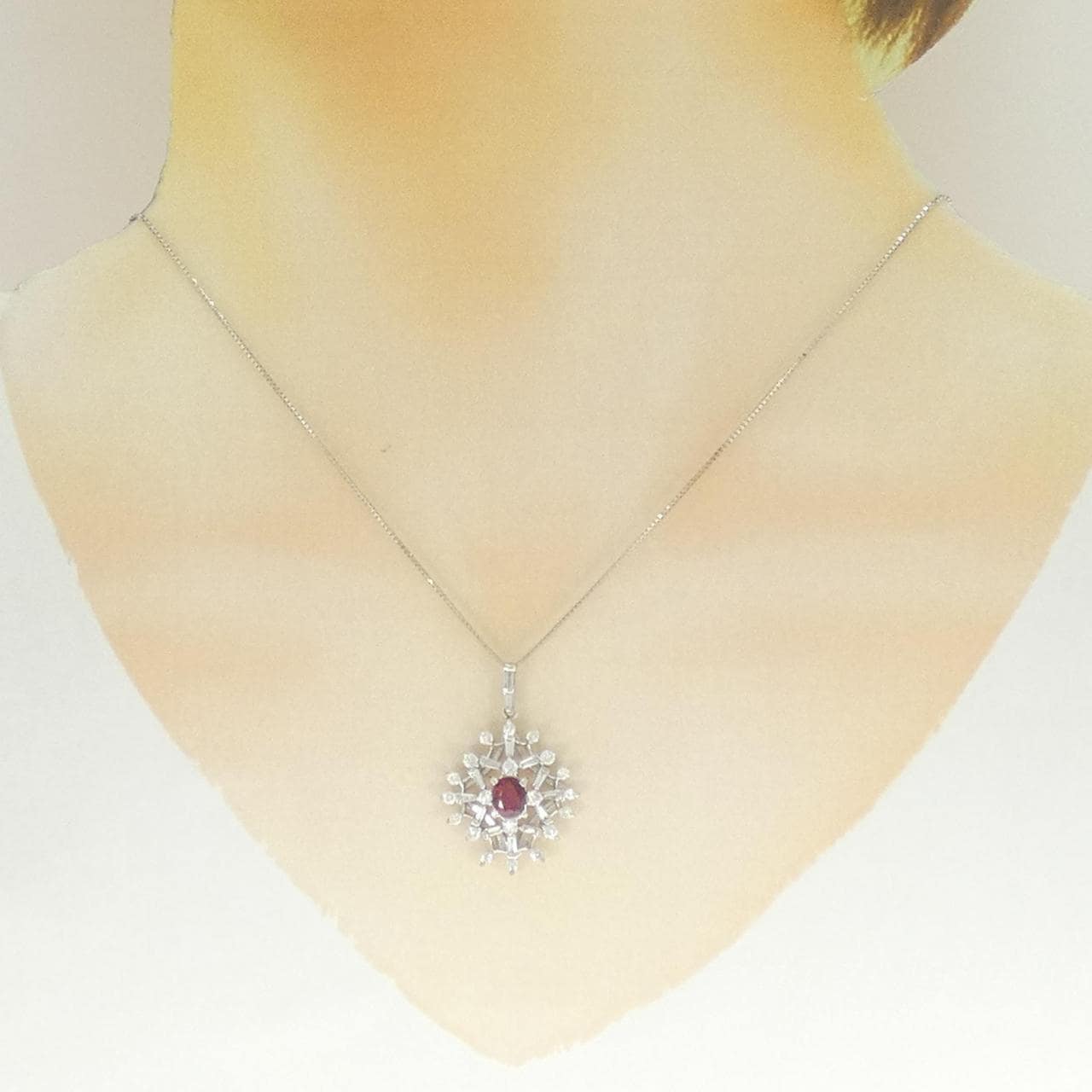 PT900/PT850 ルビー ネックレス 0.697CT