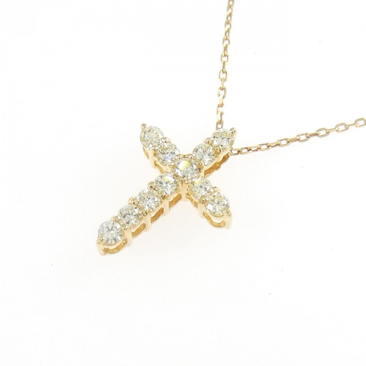 K18YG クロス ダイヤモンド ネックレス 0.20CT
