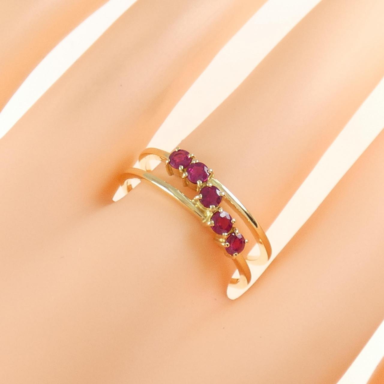 K18YG ルビー リング 0.64CT