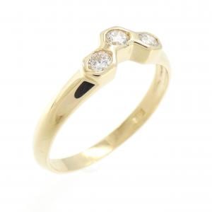 K18YG スリーストーン ダイヤモンド リング 0.17CT