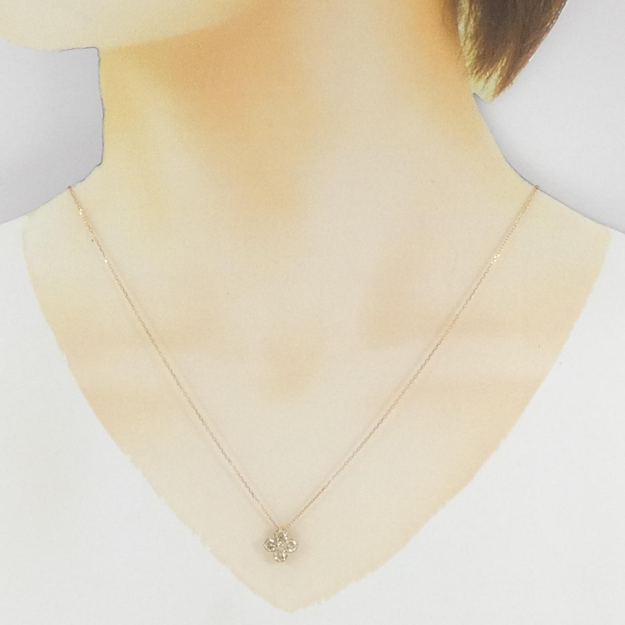 K18PG フラワー ダイヤモンド ネックレス 0.70CT