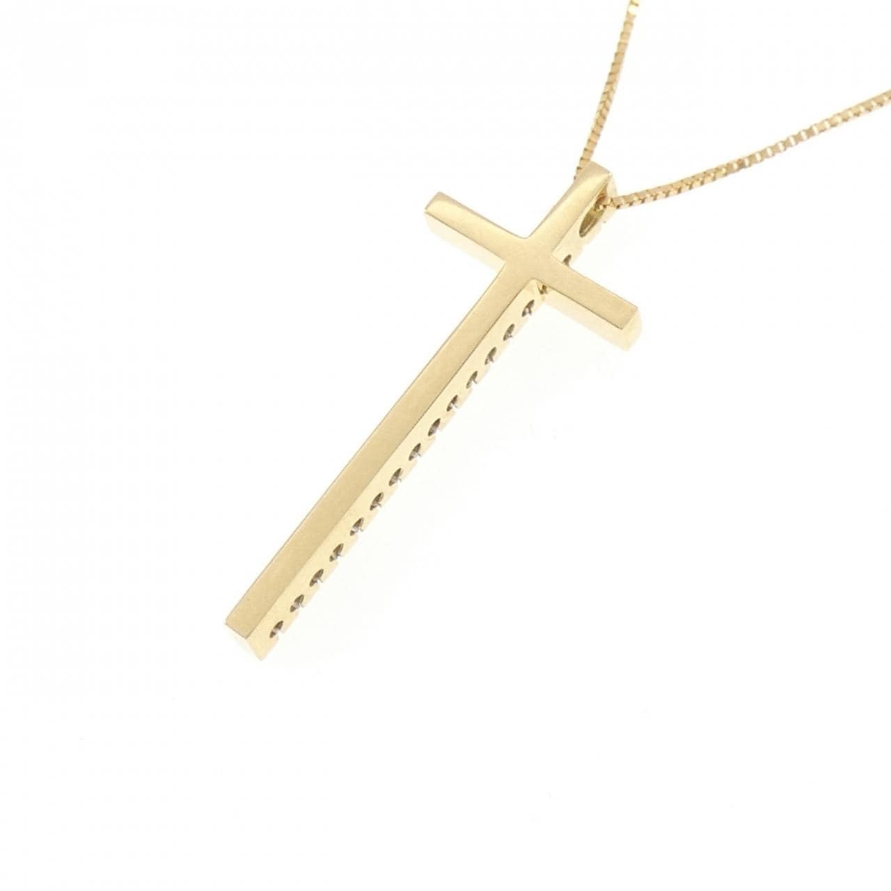 K18YG クロス ダイヤモンド ネックレス 0.09CT