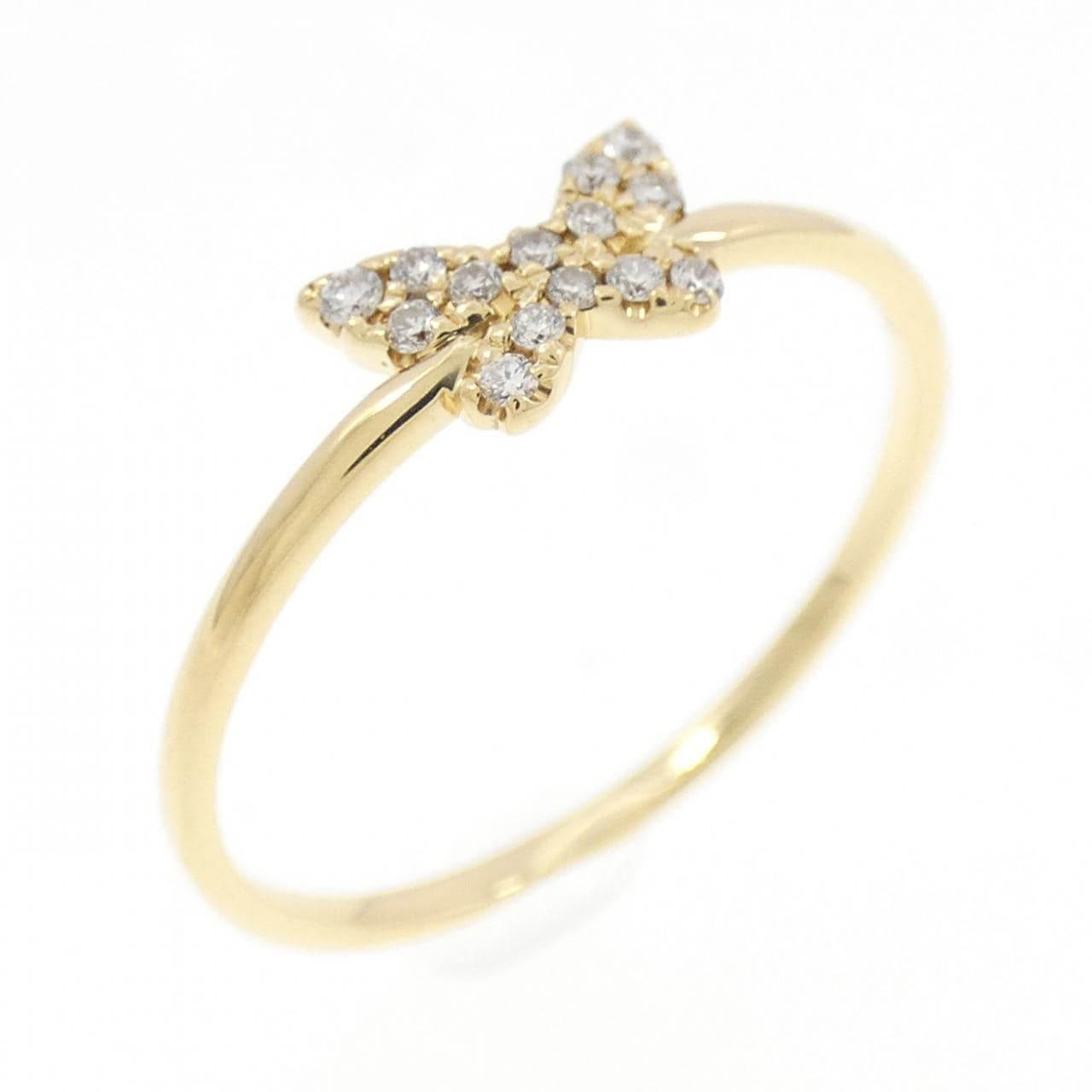 K18YG バタフライ ダイヤモンド リング 0.06CT