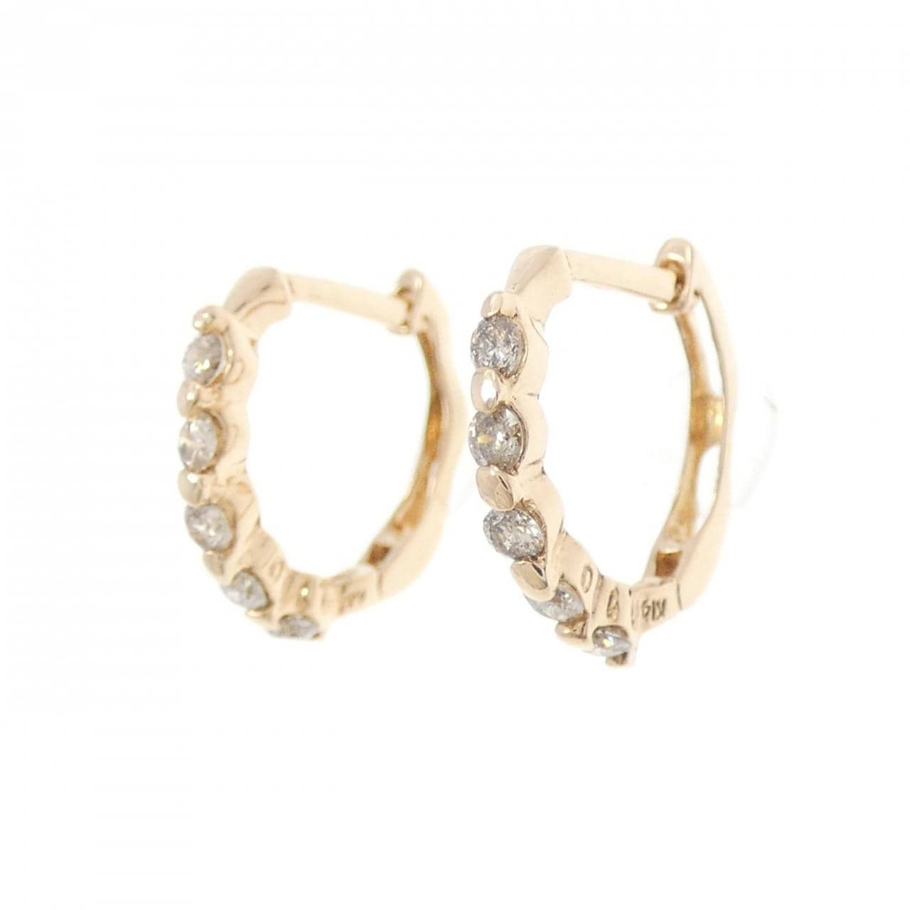 K14PG ダイヤモンド フープ ピアス 0.20CT