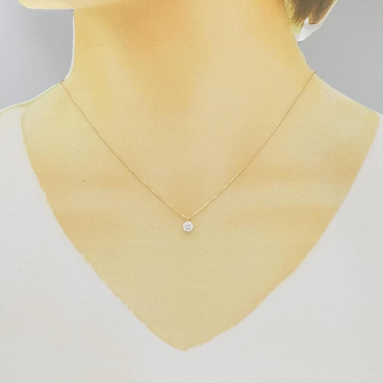 K18YG solitaire Diamond necklace 0.431CT