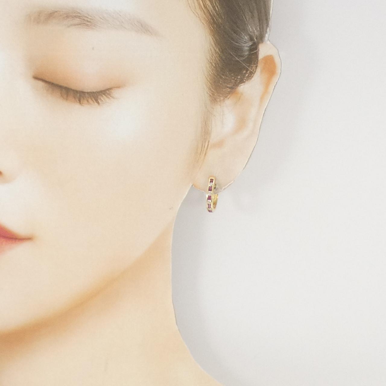 18K Yellow Gold Ruby Earrings 0.56CT