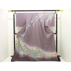 【未使用品】訪問着　友禅金彩加工　絞り入ボカシ染　身幅Ｌ寸