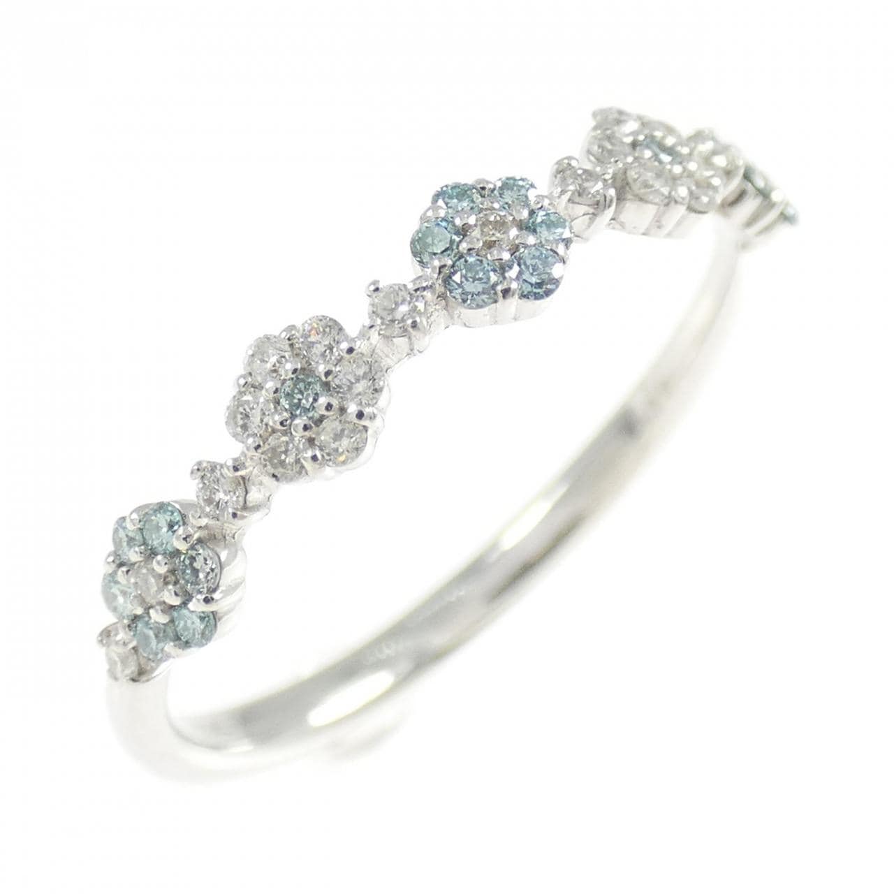 K10WG フラワー ダイヤモンド リング 0.20CT