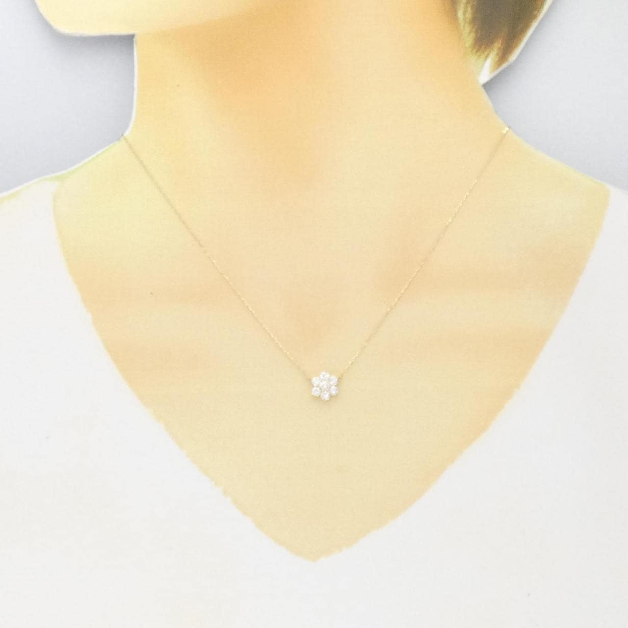 【リメイク】K18YG フラワー ダイヤモンド ネックレス 0.50CT