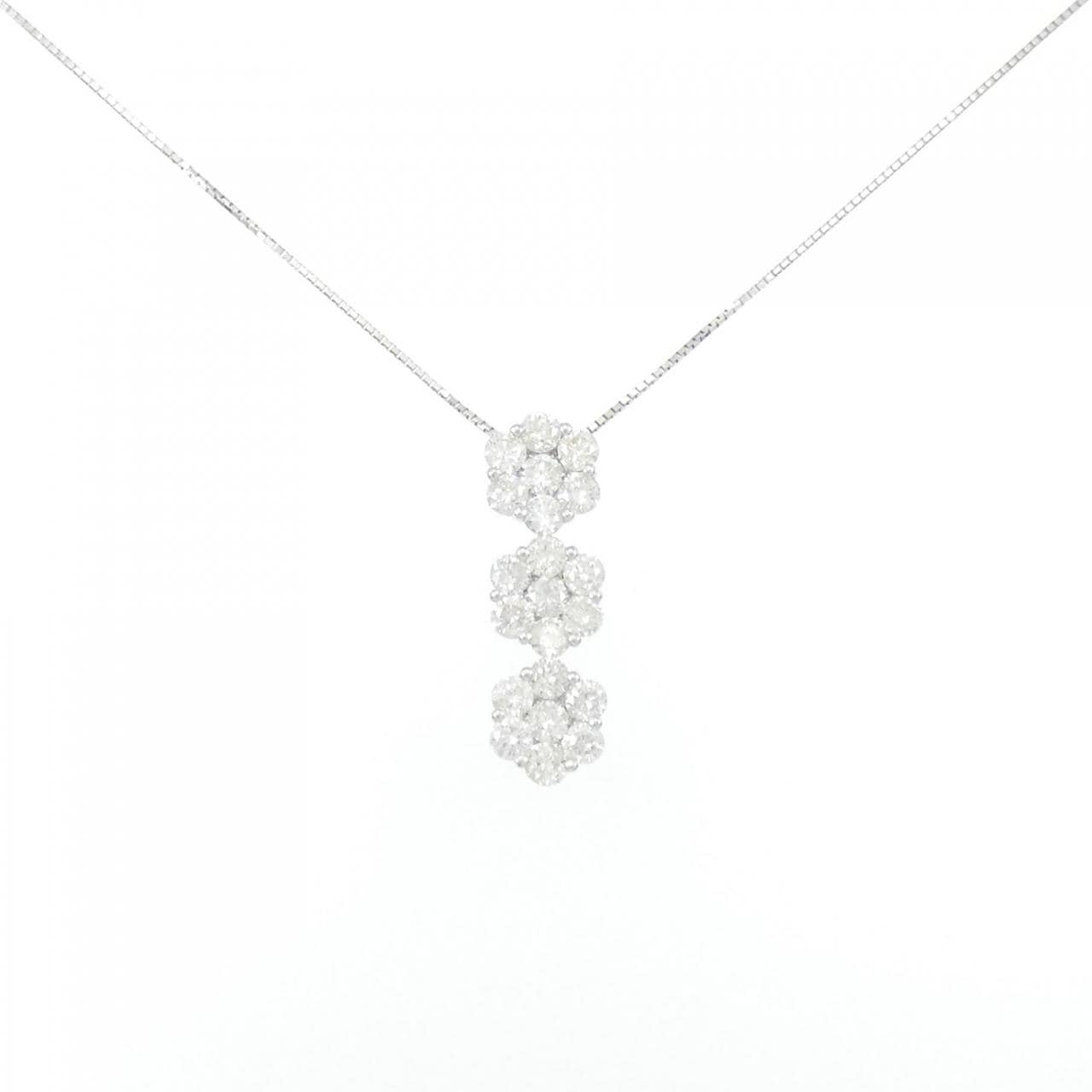 K18WG flower Diamond necklace 2.00CT