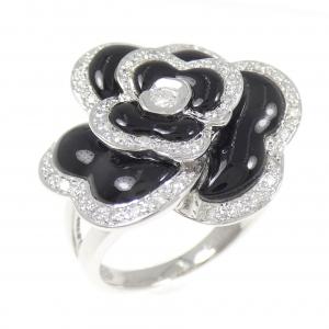 K18WG フラワー オニキス リング