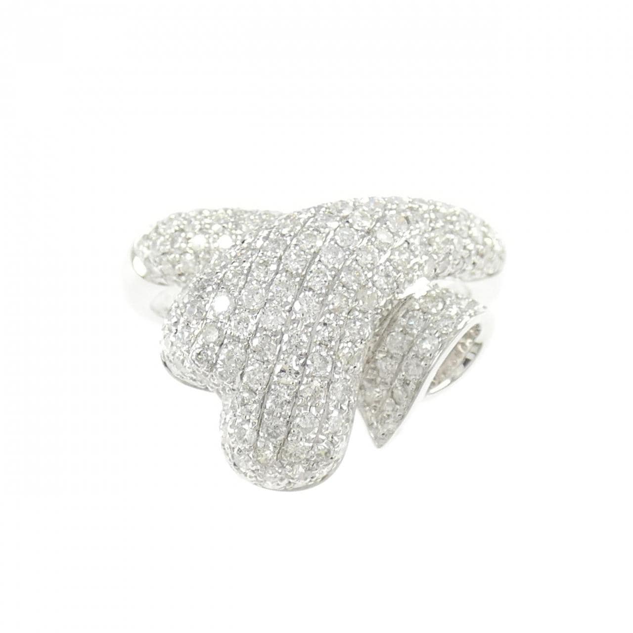 K18WG パヴェ ハート ダイヤモンド リング 1.00CT