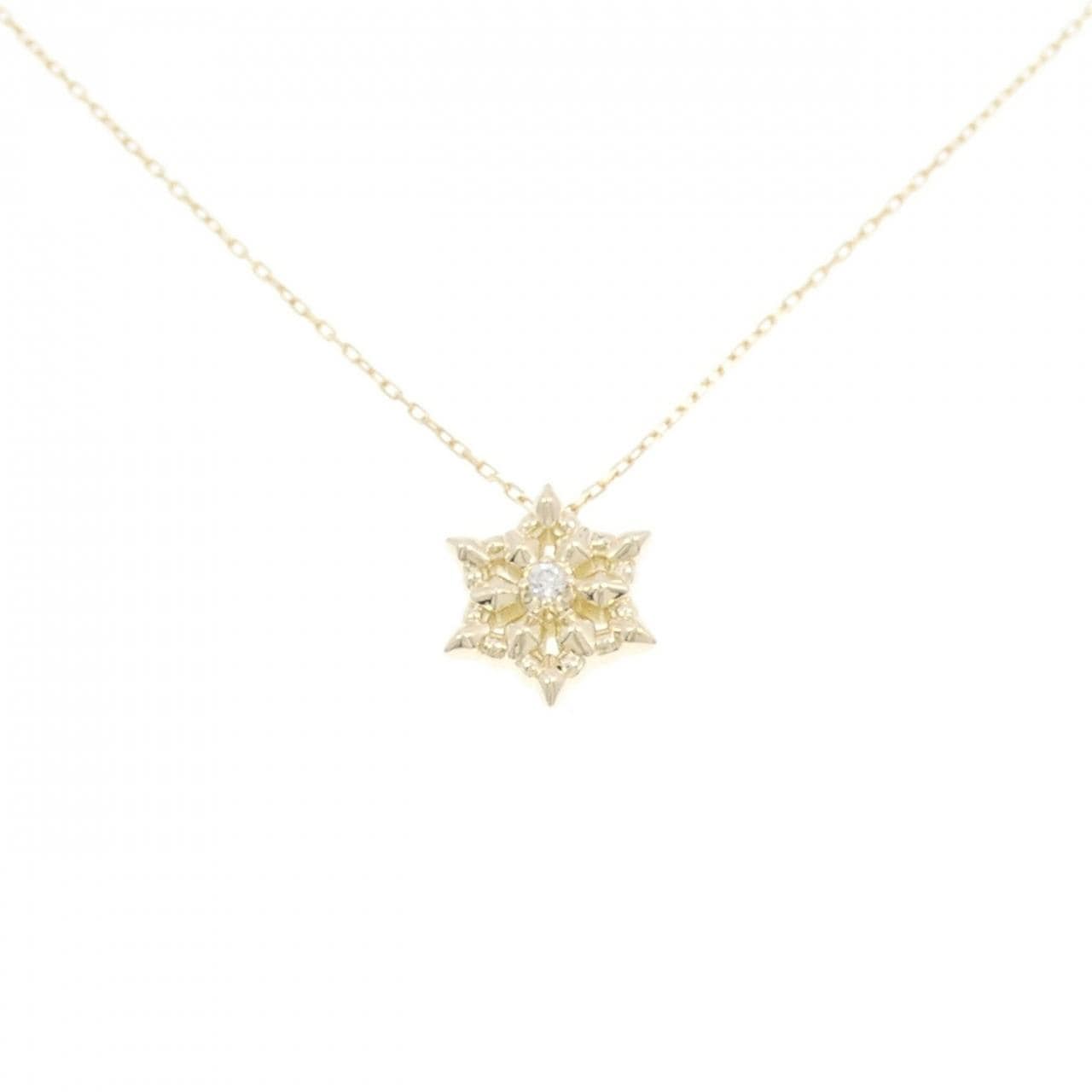 K10YG スノーフレーク ダイヤモンド ネックレス 0.01CT