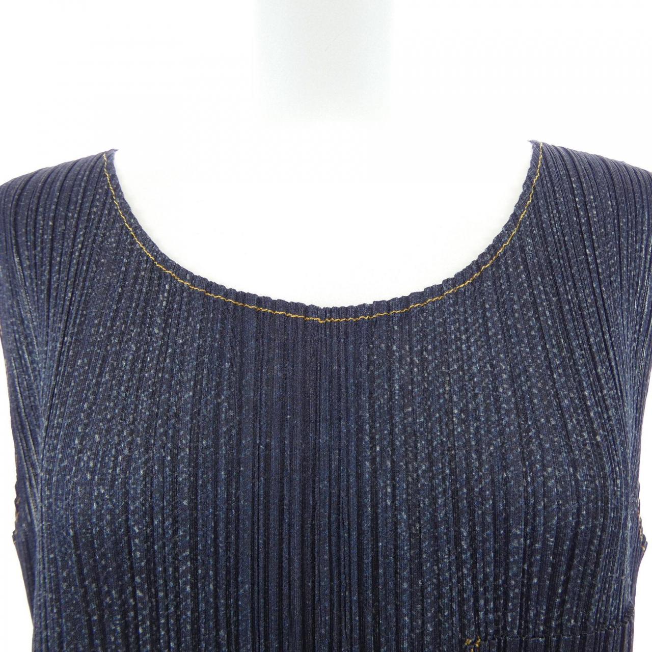 【ヴィンテージ】プリーツプリーズ PLEATS PLEASE 2002　デニム転写プリント PP23-JH925 7557091 ワンピース