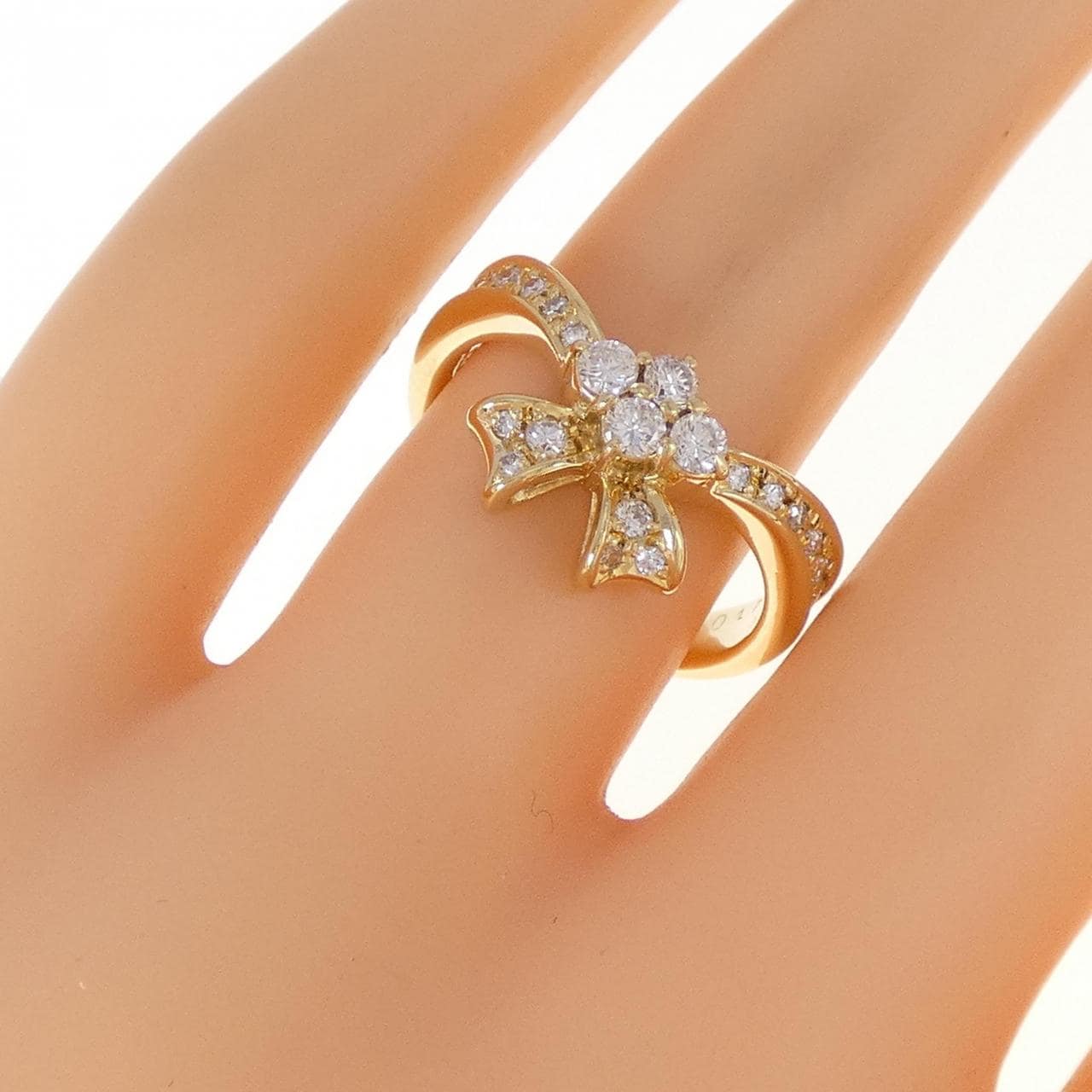 K18YG リボン ダイヤモンド リング 0.41CT