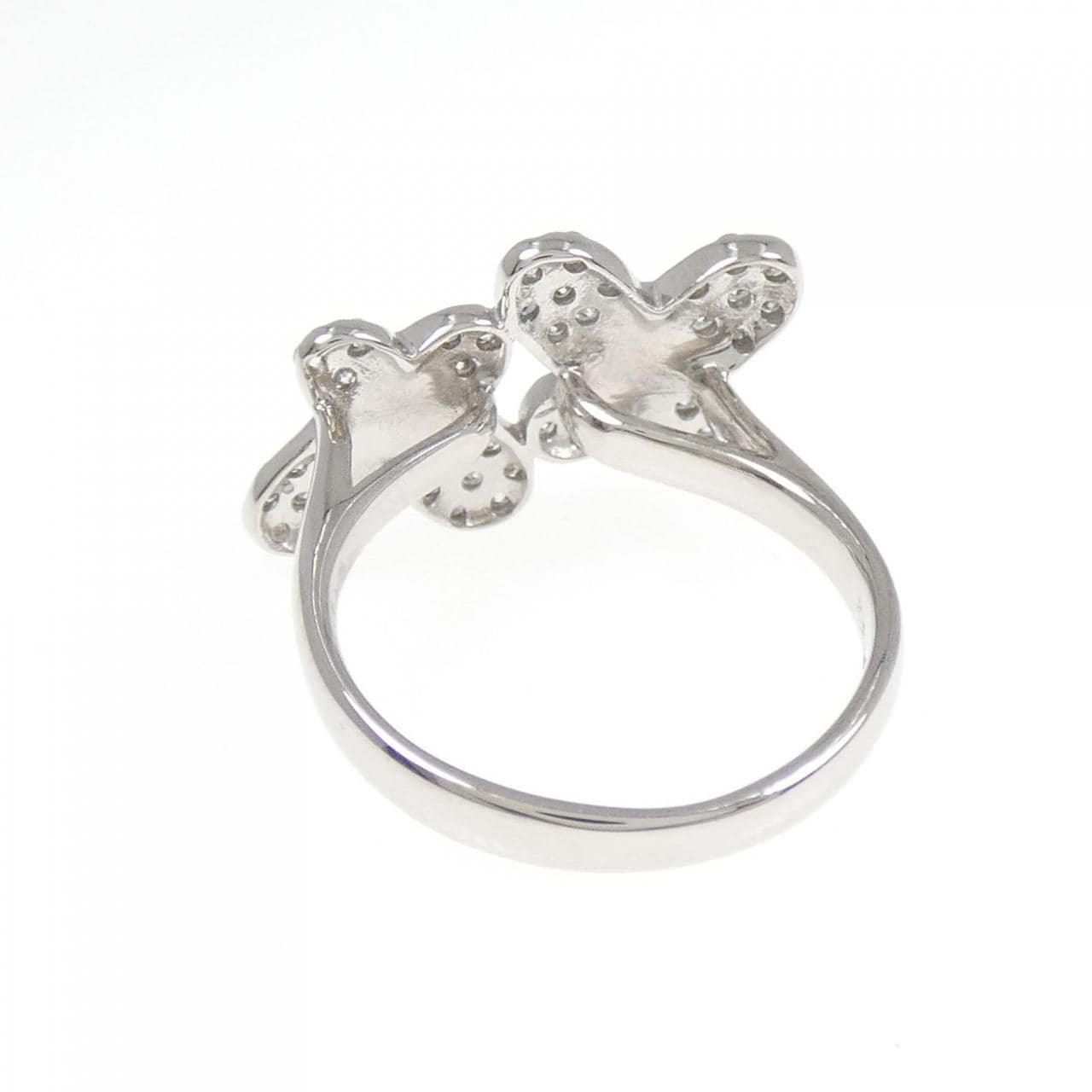 K18WG バタフライ ダイヤモンド リング 0.35CT