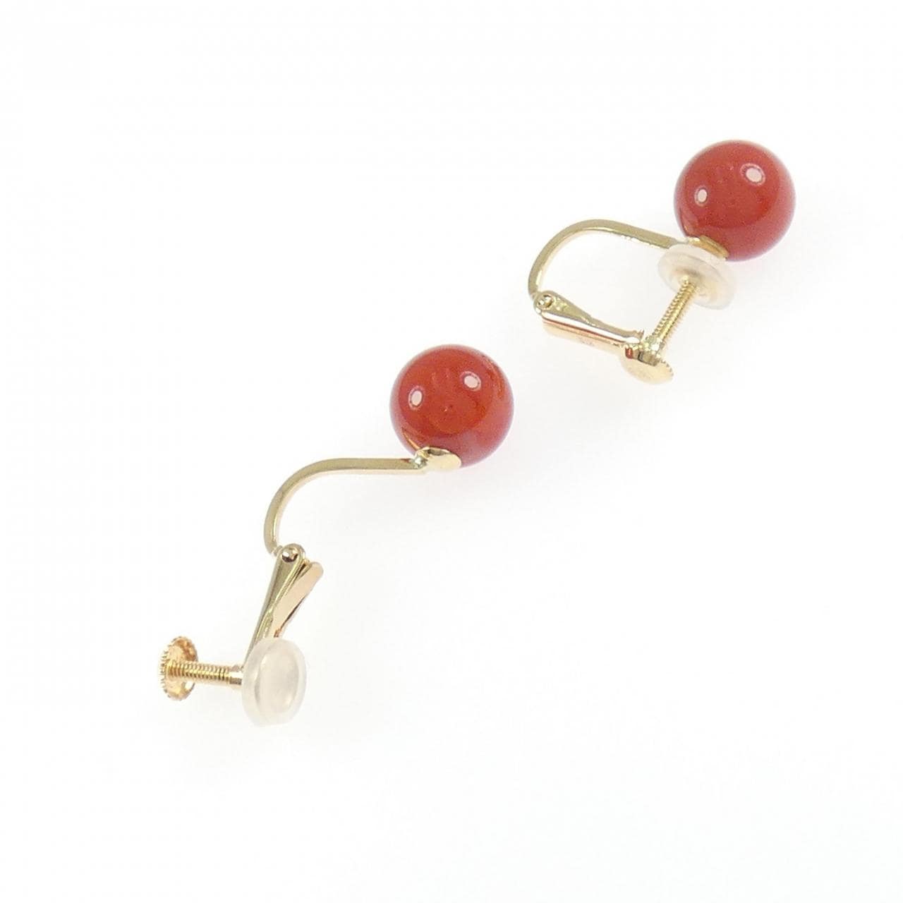 K18YG サンゴ イヤリング 8.1mm