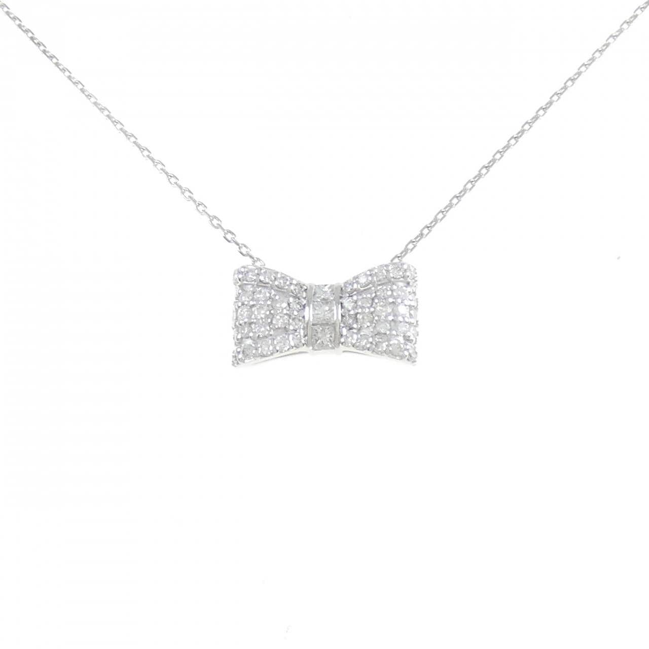 K18WG リボン ダイヤモンド ネックレス 0.60CT