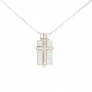 K18WG/K18PG クロス ダイヤモンド ネックレス 1.01CT