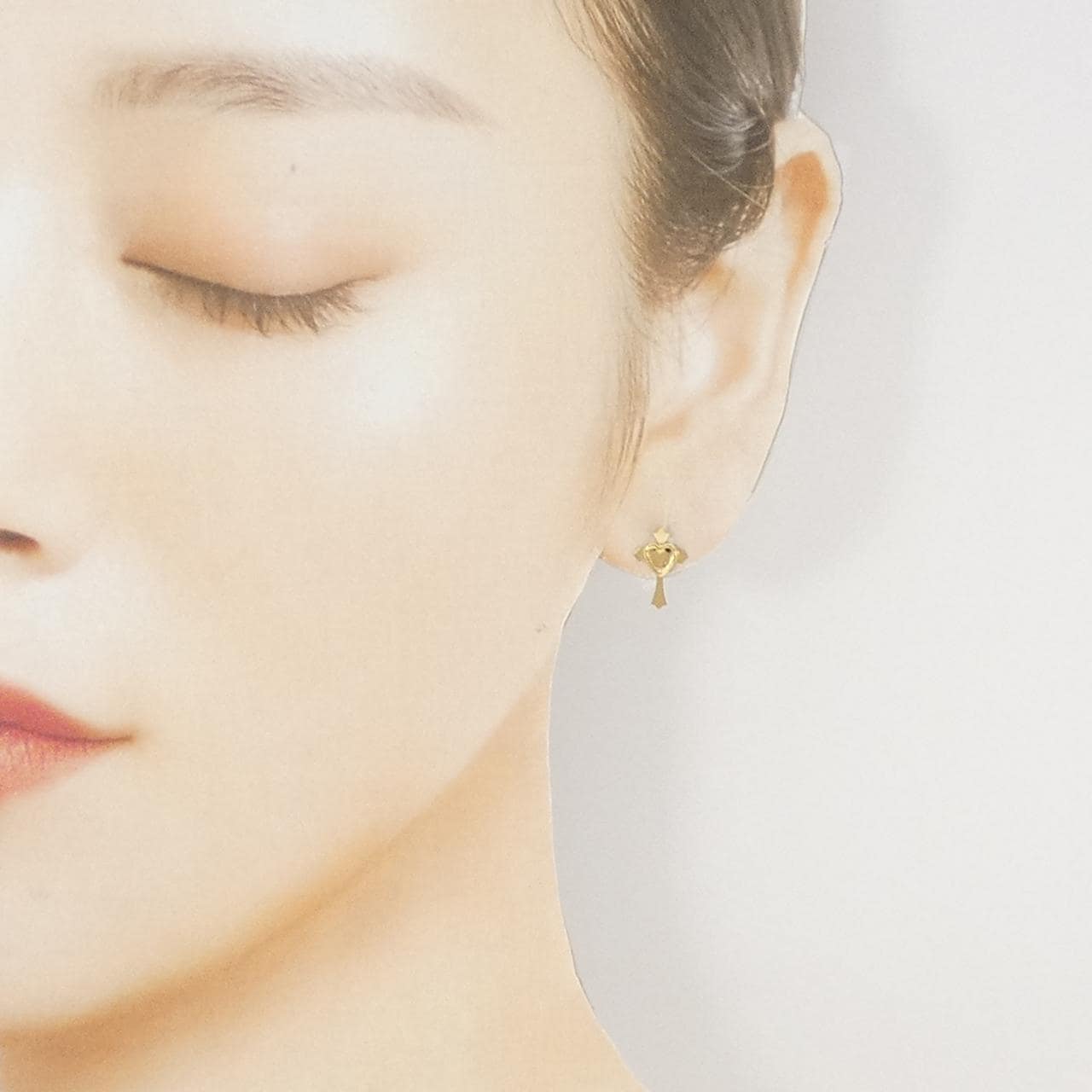 【新品】K18YG クロス×ハート ピアス
