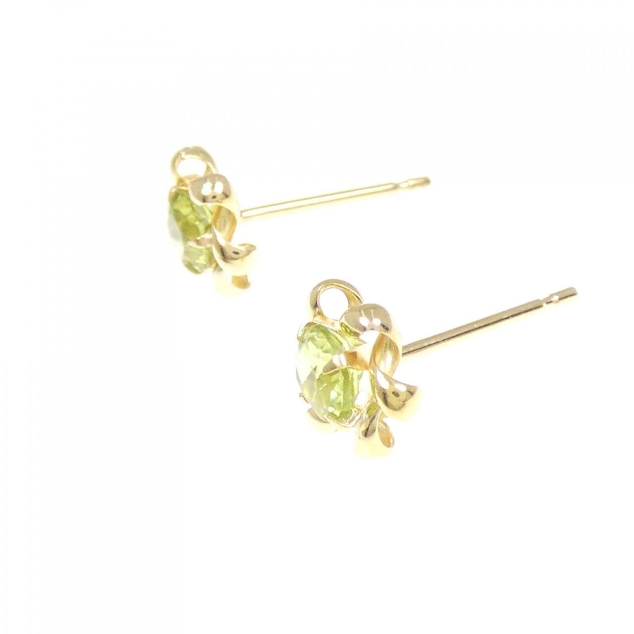 K18YG フラワー ペリドット ピアス