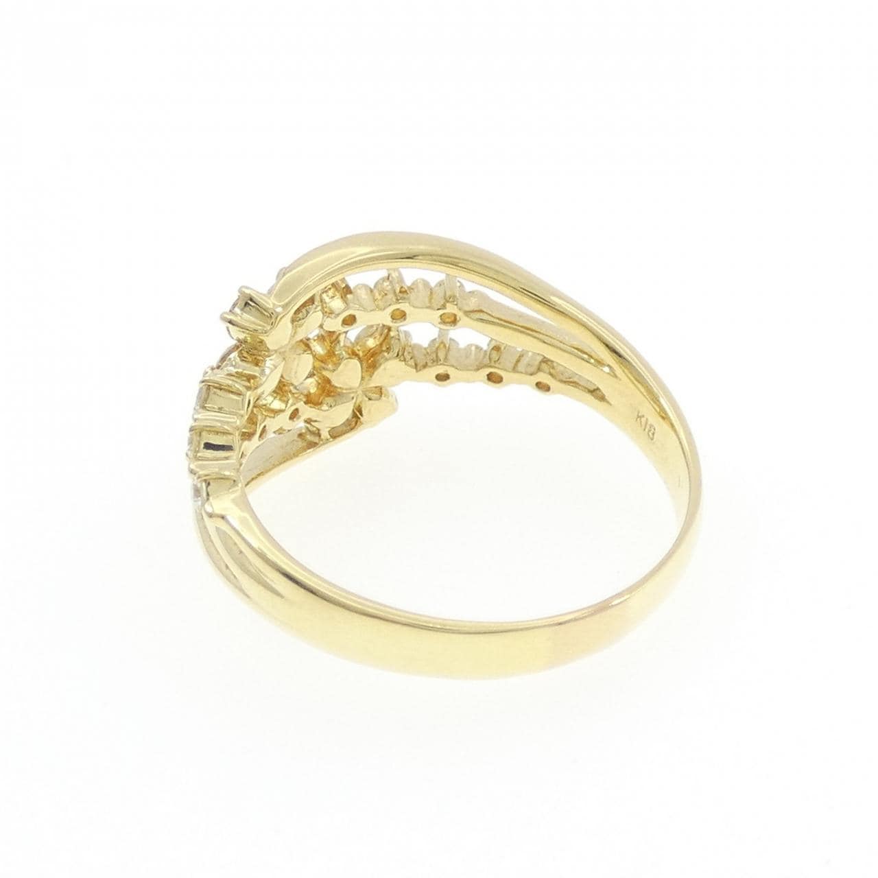 K18YG フラワー ダイヤモンド リング 0.50CT