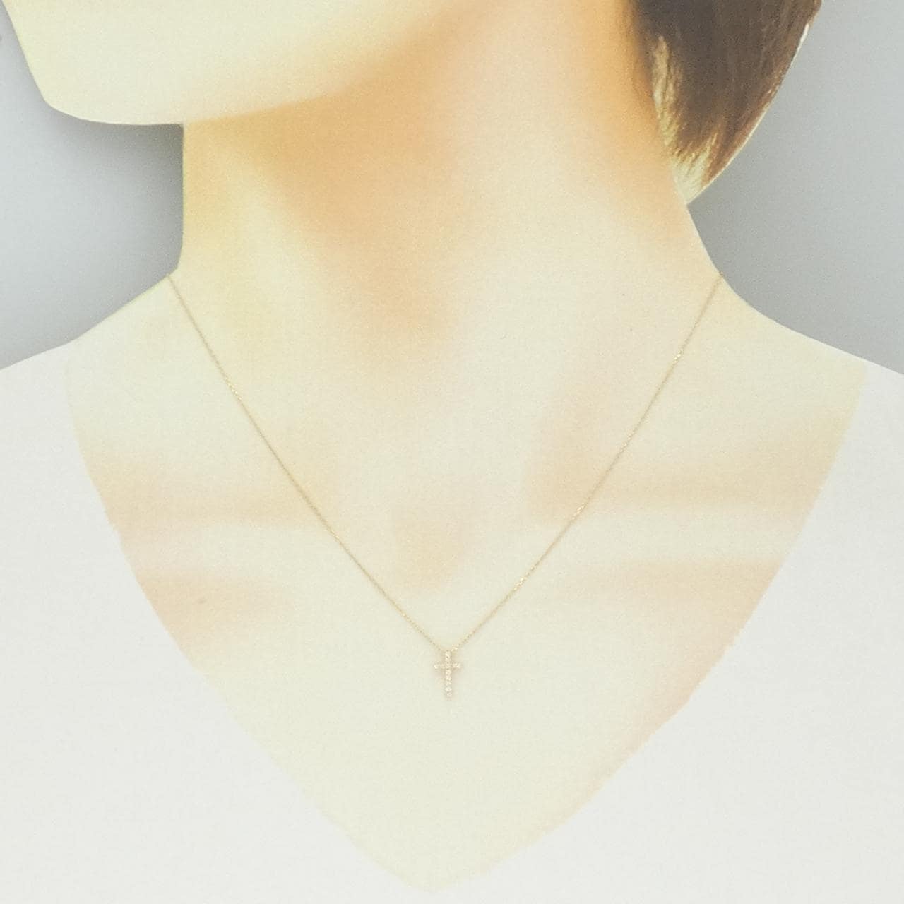 スタージュエリー クロス ダイヤモンド ネックレス 0.03CT