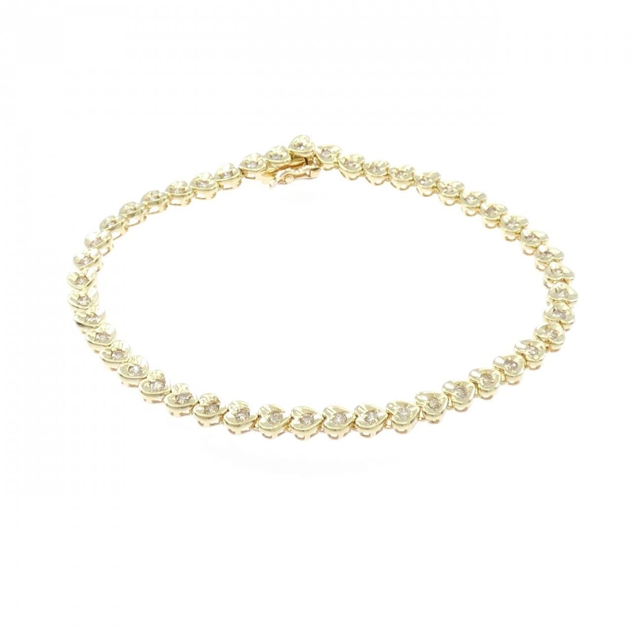 K18YG ハート ダイヤモンド ブレスレット 1.00CT