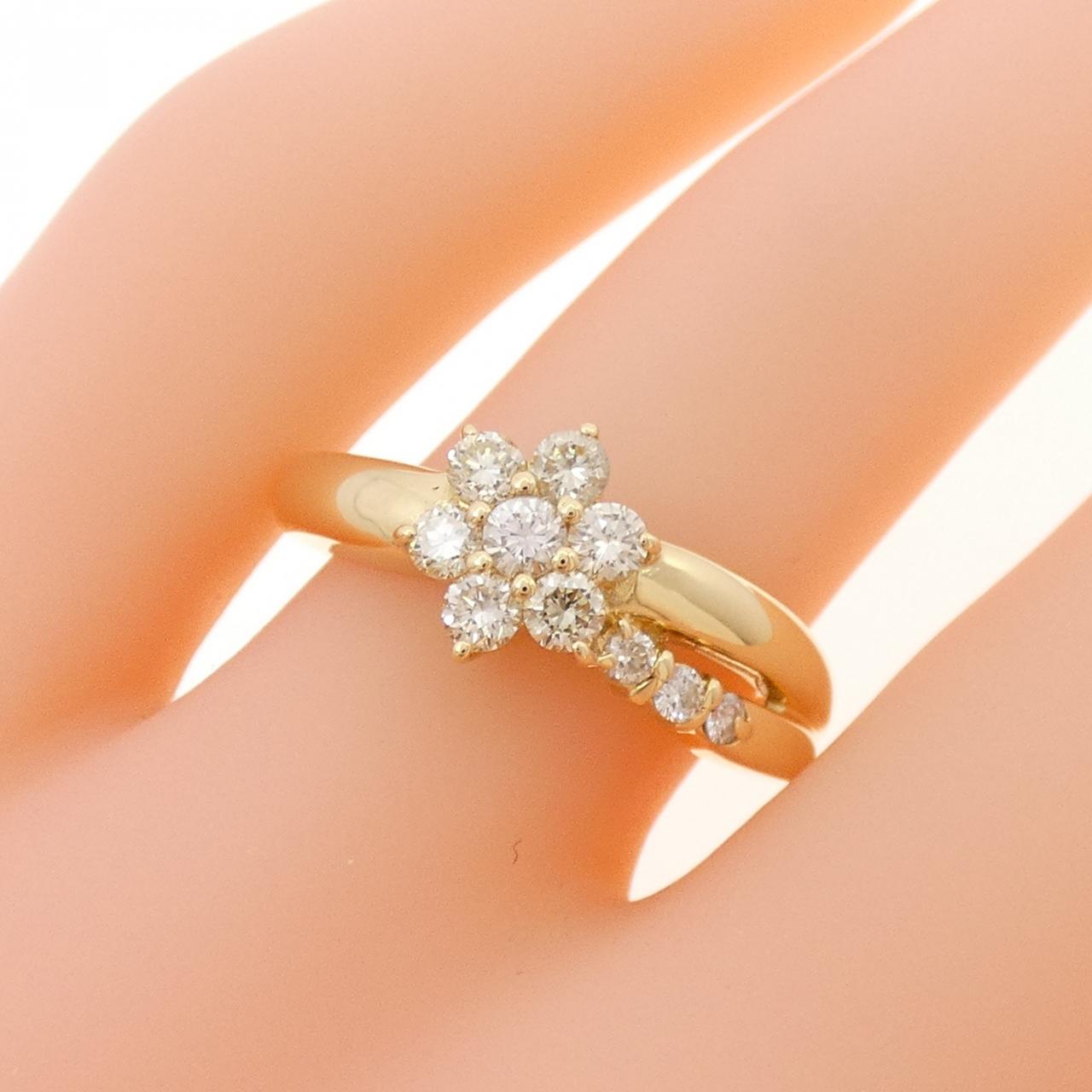 K18YG フラワー ダイヤモンド リング 0.50CT