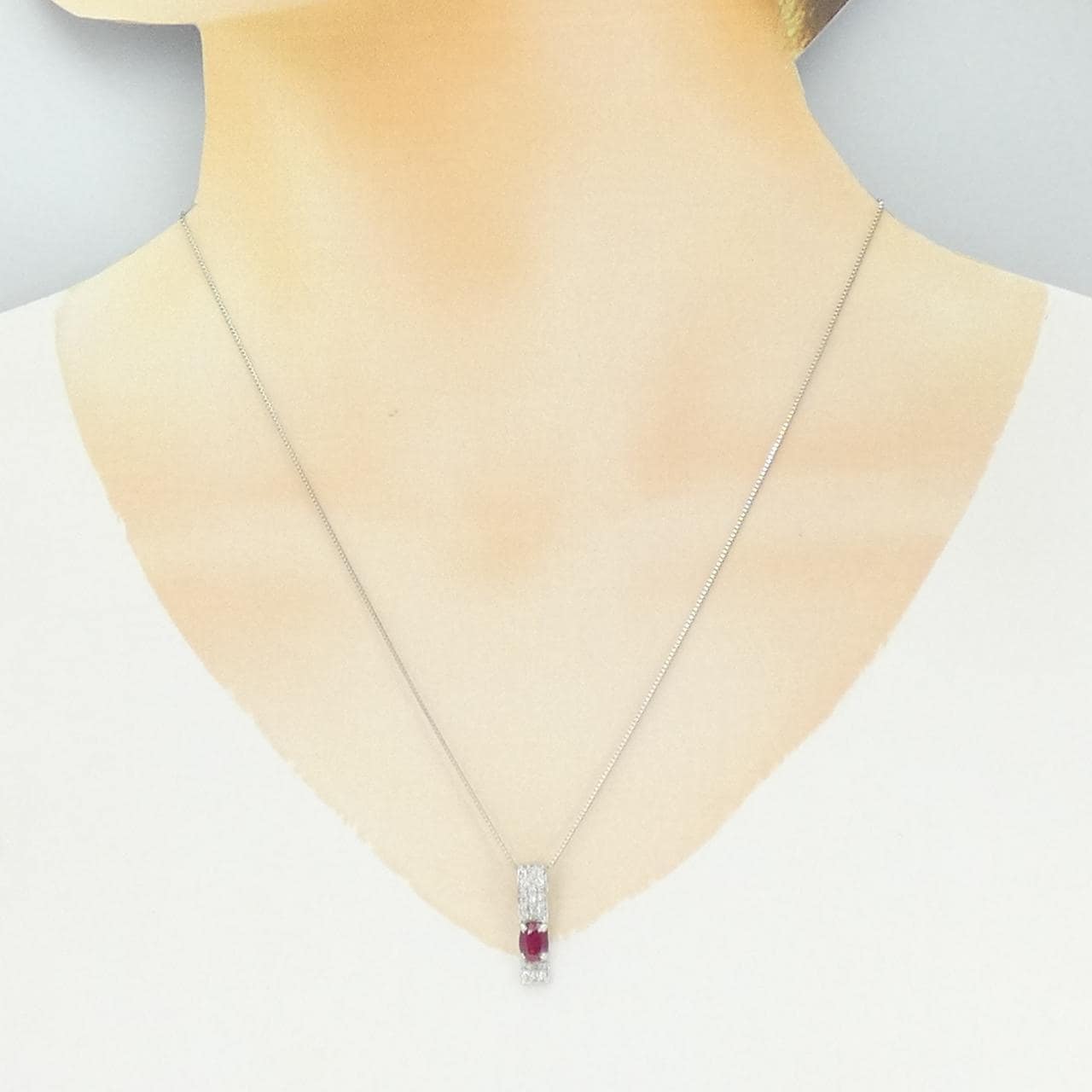 PT900/PT850 ルビー ネックレス 1.00CT