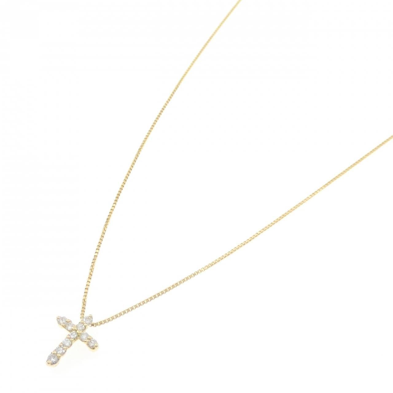 K18YG クロス ダイヤモンド ネックレス 0.20CT