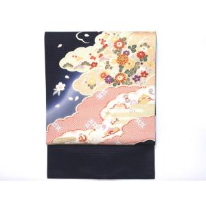 【未使用品】夏名古屋帯　絽織染帯　友禅金彩加工　刺繍入りボカシ染
