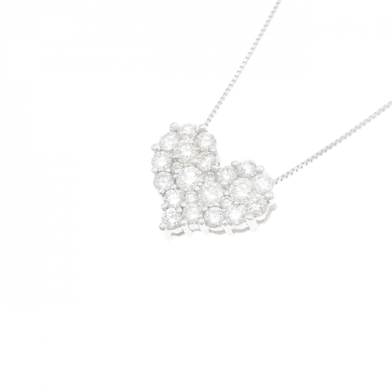 K18WG ハート ダイヤモンド ネックレス 1.00CT