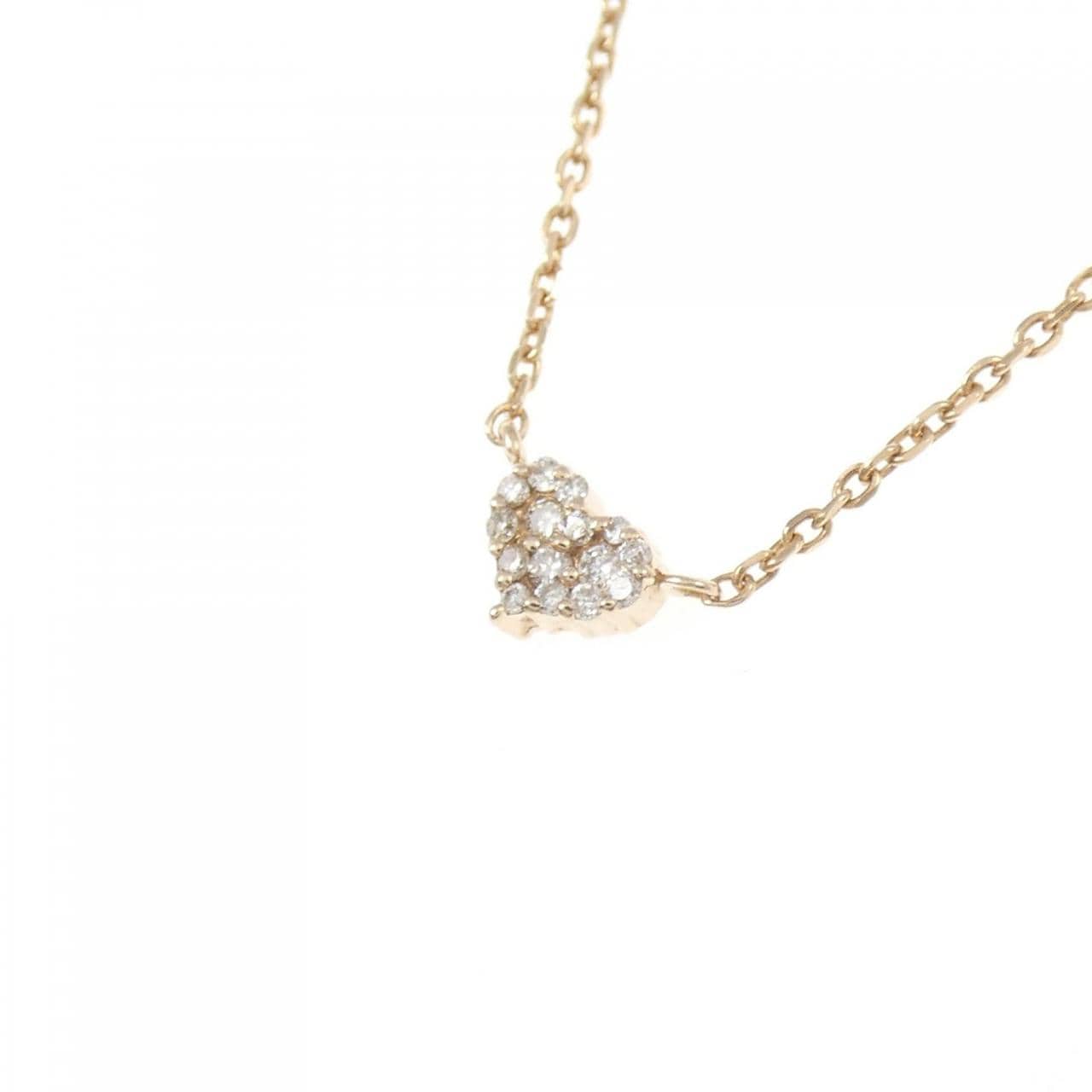 K10PG ハート ダイヤモンド ネックレス