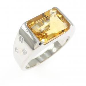 K18WG シトリン リング 3.66CT
