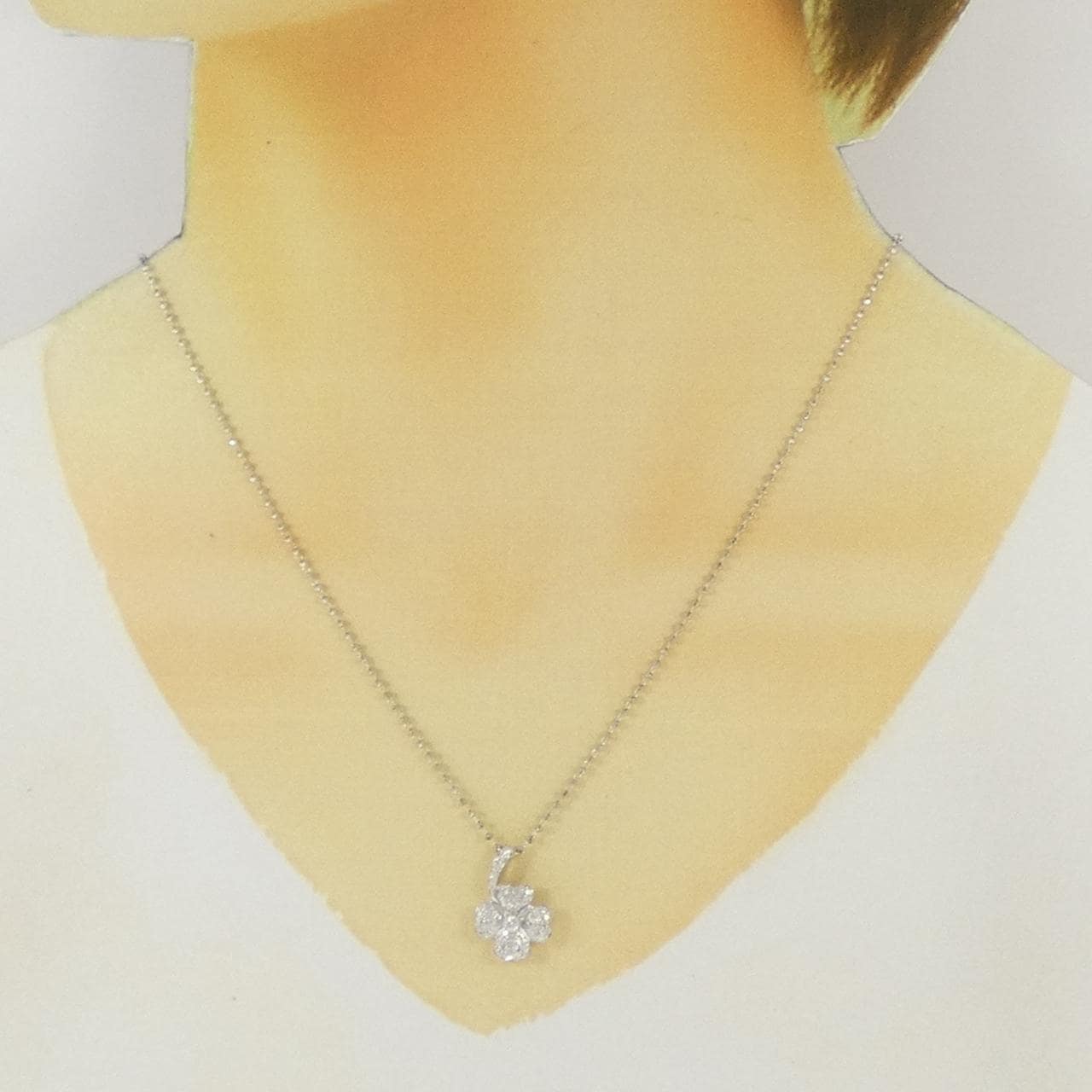 K18WG クローバー ダイヤモンド ネックレス 0.40CT
