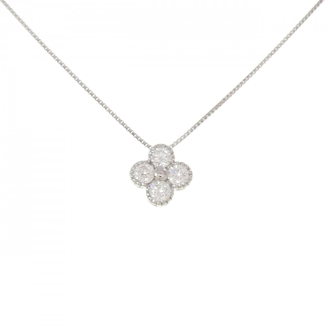 【新品】PT900/PT850 フラワー ダイヤモンド ネックレス 0.302CT