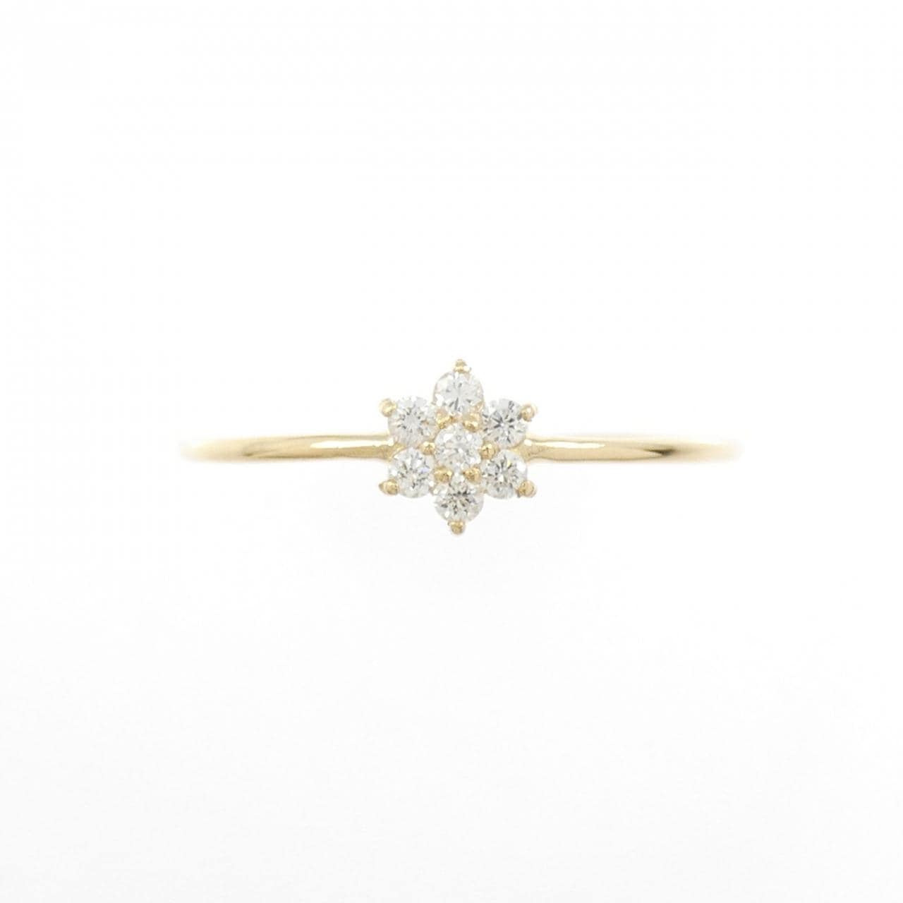 【リメイク】K18YG フラワー ダイヤモンド リング 0.10CT