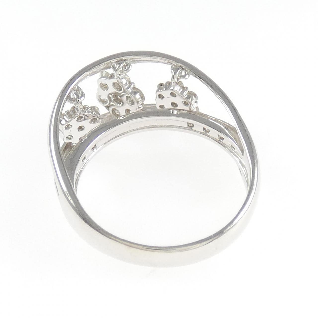 K18WG フラワー ダイヤモンド リング 0.50CT