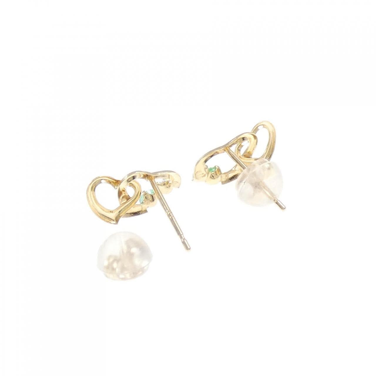 K10YG ハート エメラルド ピアス