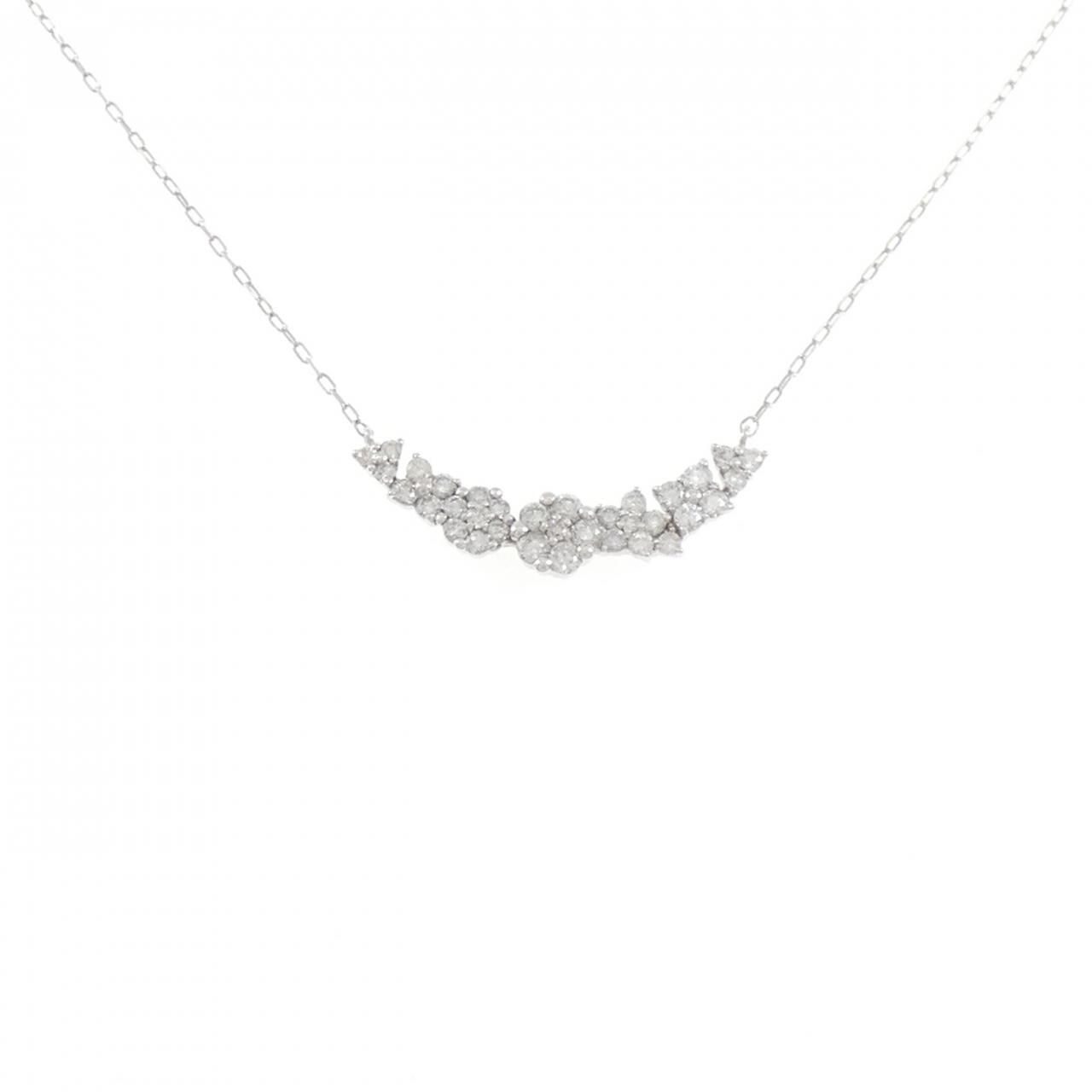 K18WG フラワー ダイヤモンド ネックレス 0.50CT
