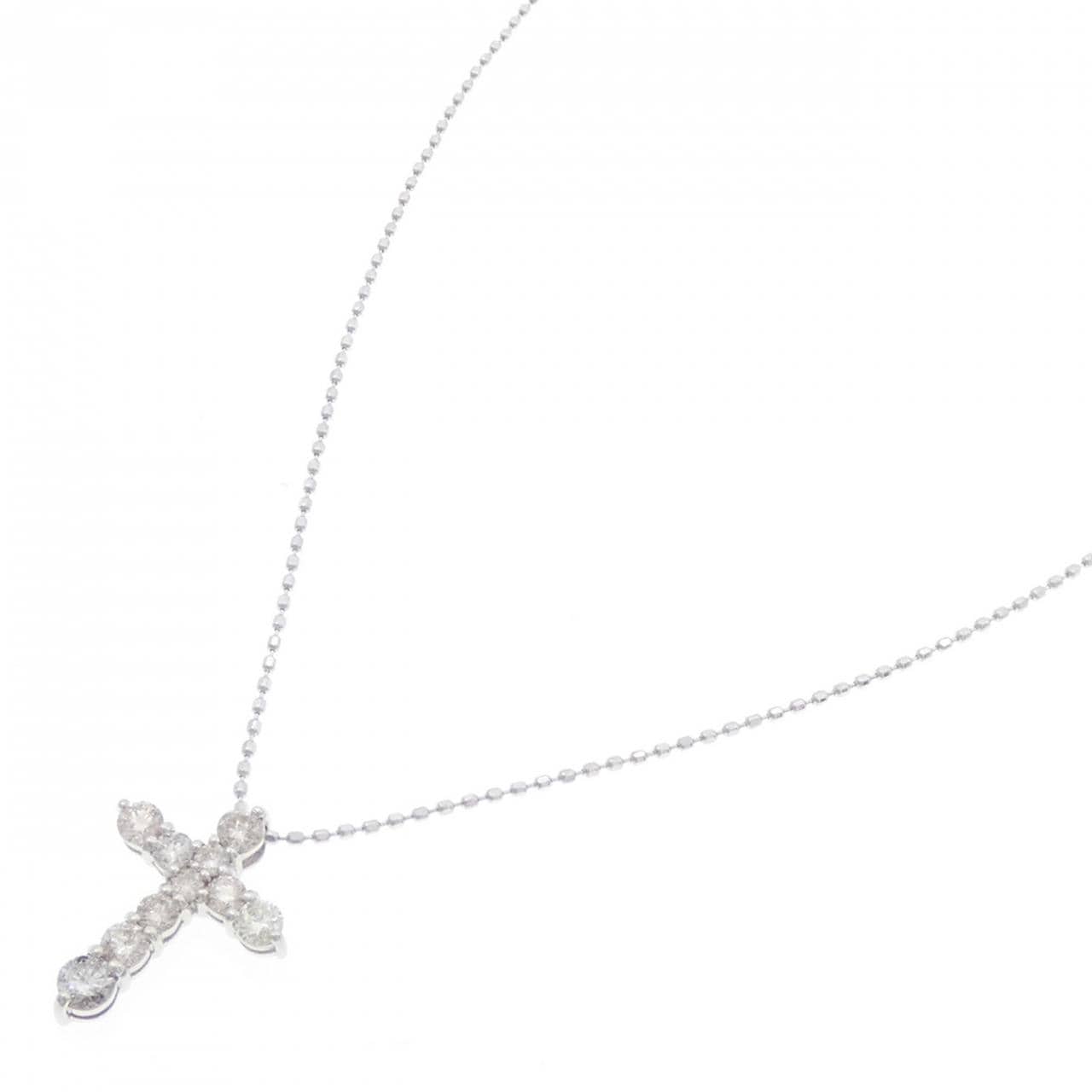 K18WG クロス ダイヤモンド ネックレス 0.50CT