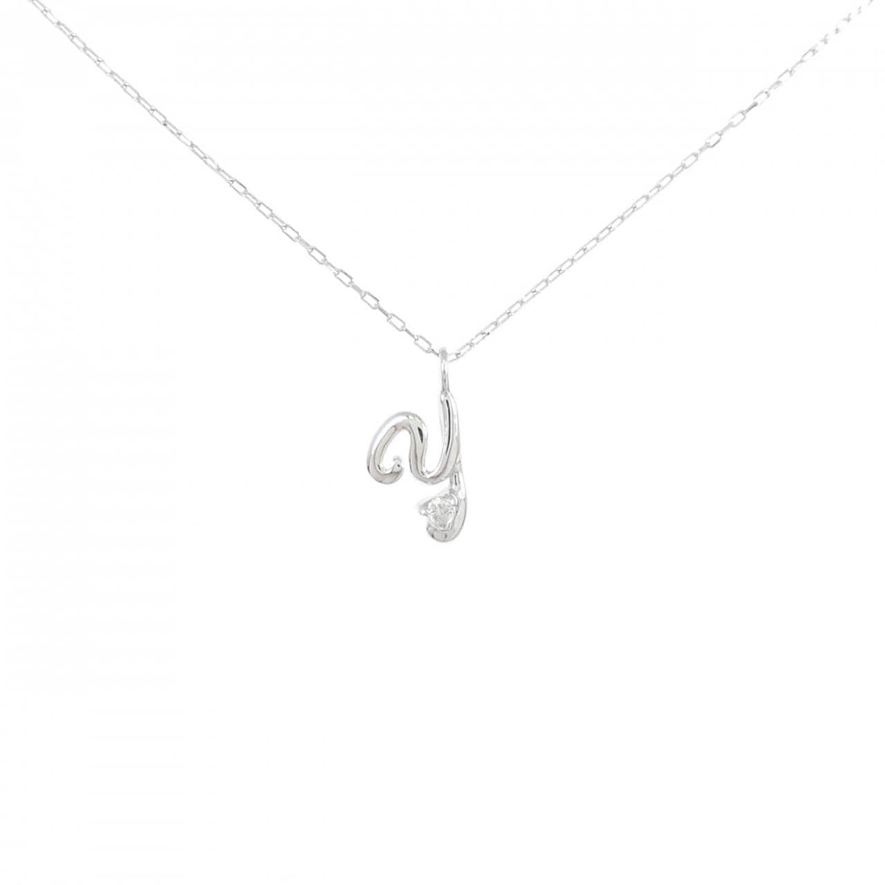 K10WG イニシャルY ダイヤモンド ネックレス 0.01CT