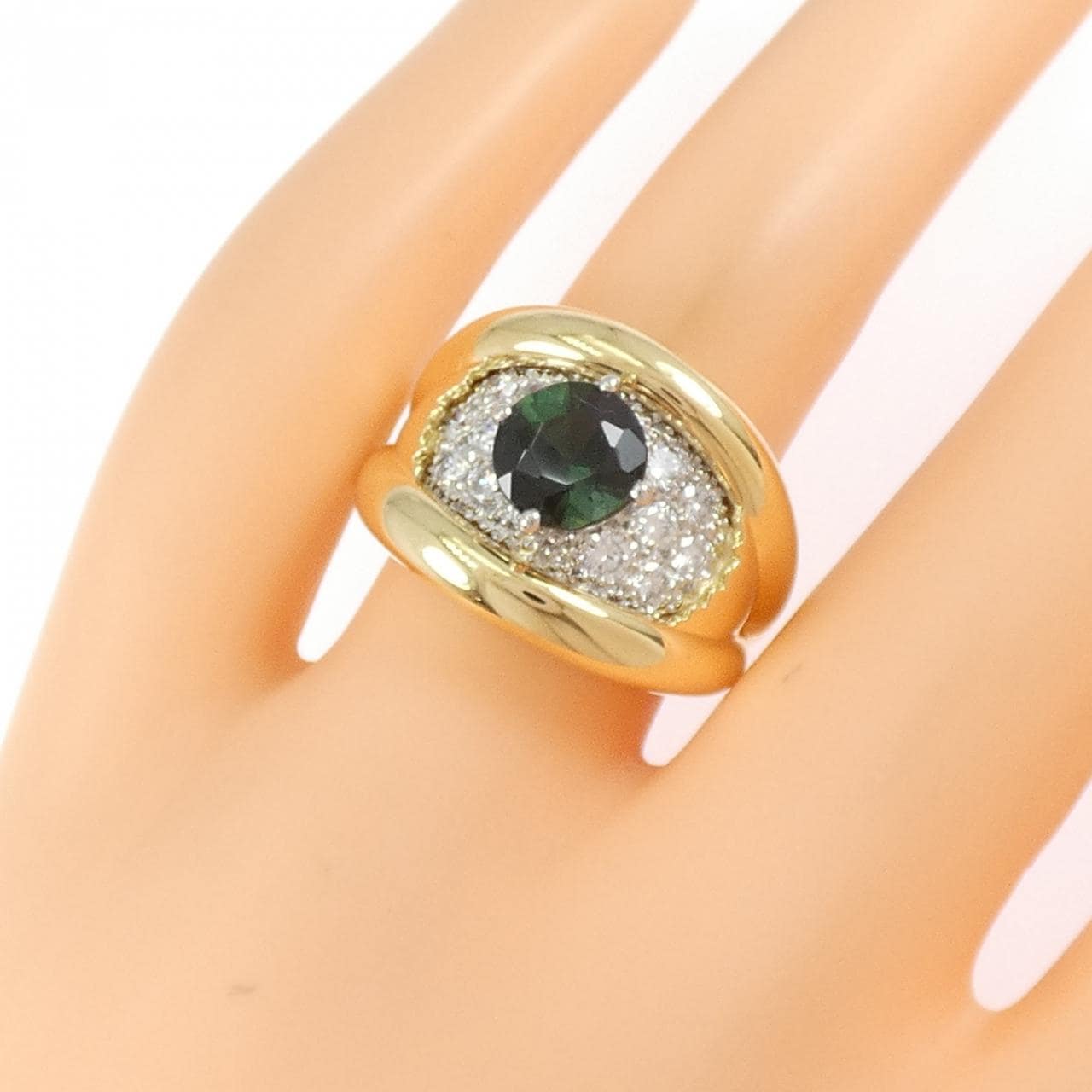 K18YG/PT900 トルマリン リング