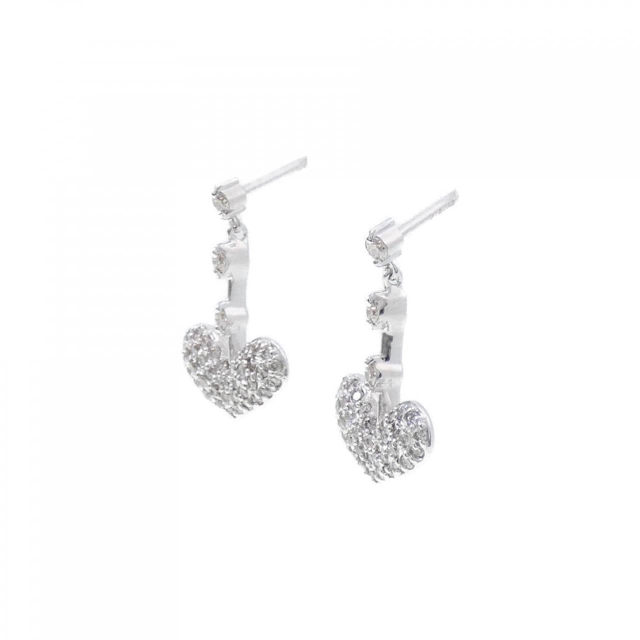 K18WG pave heart Diamond earrings 0.50CT